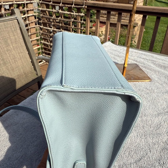 NWT! Betsy Johnson Devin Satchel Top Handle Crossbody Bag Blue Bow Chain Strap - Picture 12 of 13